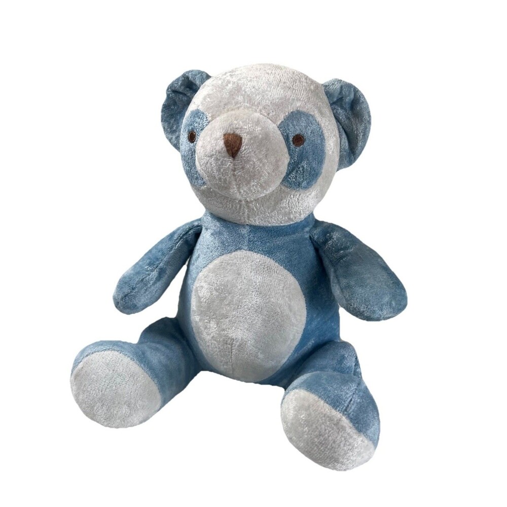 My Natural Hosung NY Stuffed Animal Plush Panda Teddy Bear Blue & White Velour
